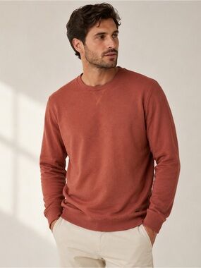 Denim & Flower Ricky Singh NWT Sueded Crewneck Sweatshirt Men’s Large Rust